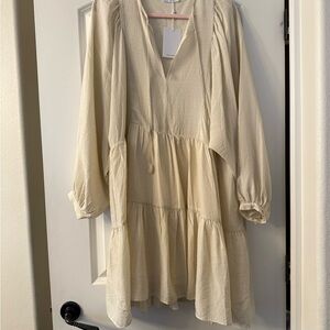 Anine Bing Cream Tiered Sundress with Bishop Sleeves NWT